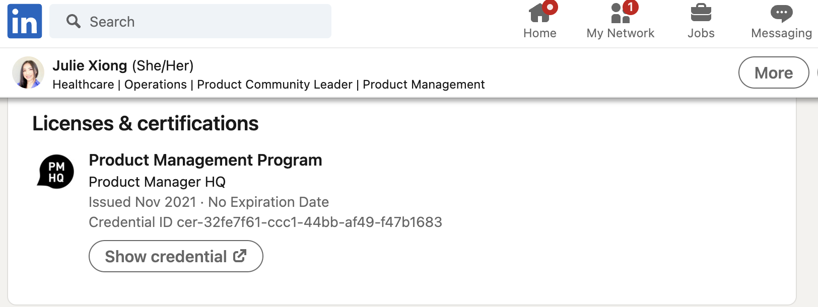 Certifications - Julie